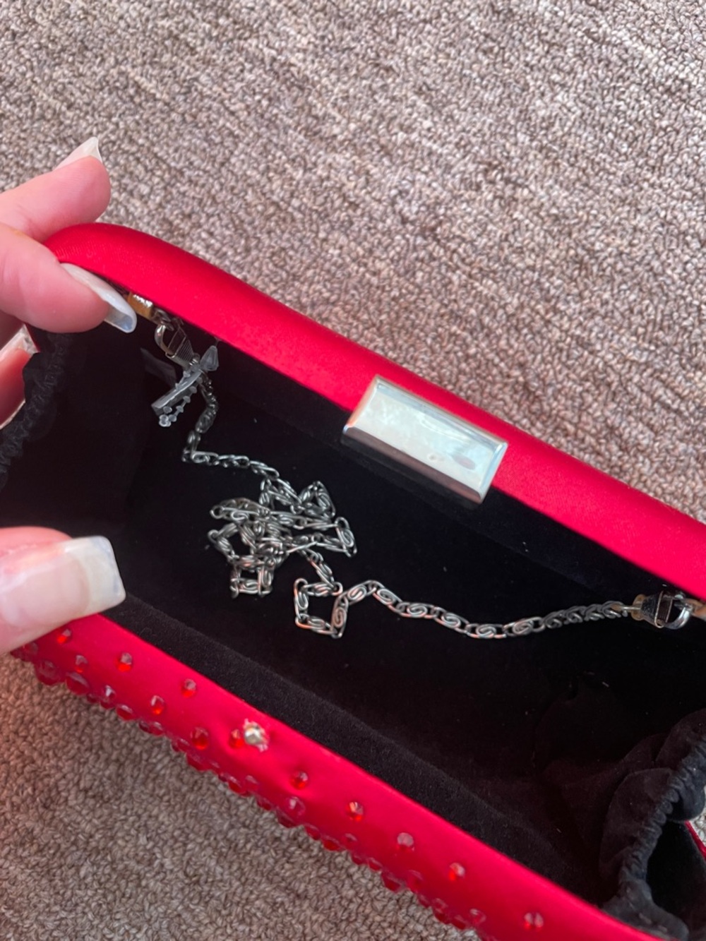 Trumps, Crystal Embellished Evening Clutch, Red, one size - Picture 9 of 10